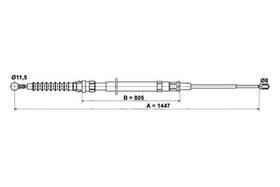 24-3727-0195-2 Ate For Volkswagen Jetta 09-14 Rear Driver Side Parking Brake Cable