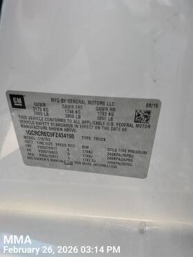 547.gm8m15 Chevrolet Truck Silvrdo15 2015 Emergency Brake Parts 10422681