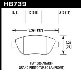 Hb739b.715 Hawk Performance For Fiat 2013 500 Abarth Front Hps 5.0 Street Brake Pads