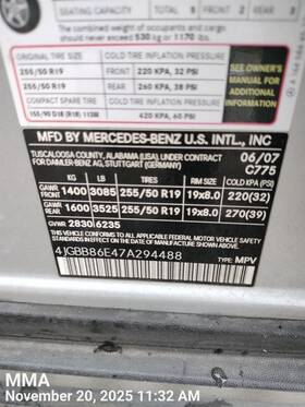 547.mb1207 Mercedes-benz Ml350 2007 Emergency Brake Parts 8159880