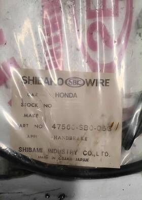 Shibako 47560sb0053 Right Handbrake Cable Honda Prelude 83-87 Gb