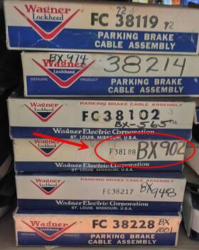 F38188 Wagner Brake Cable 1953-1956 Ford Truck F100 110 Inch Wb Front Control Nos