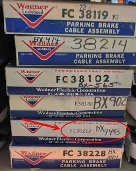 F38217 Wagner Brake Cable 1954-1956 Ford Custom Victoria Ranchero Rear Nos