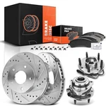Front Drilled Brake Rotor & Pad + Hub Bearing For Chevrolet Blazer S10 Gmc 98-05. Fixed Price $181.49.