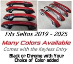 Custom Black Chrome Door Handle Covers 2019 - 2025 Fits Kia Seltos Pick Clr. Fixed Price $105.00.