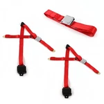 Jeep Commando 1966 - 1973 Airplane 3PT Red Retractable Bench Seat Belt Kit. Fixed Price $259.50.