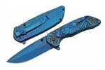 New China Made Samurai Framelock Blue Folding Poket Knife 300581. Fixed Price $21.36.