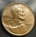 Gnarly 1956-D Lincoln Cent Major Large Obv Lamination Error/rotated Rev A-930. Fixed Price $60.00.