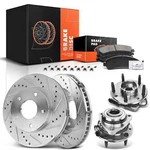 Drilled Brake Rotor & Pad + Hub Bearing For Chevrolet Blazer S10 Gmc Jimmy Front. Fixed Price $185.99.
