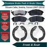 New Front Pads & Rear Shoes For 2007-2014 Nissan Sentra / Cube 9 Yr Warranty. Fixed Price $108.98.