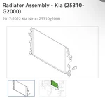 Oem 2017-2019 Kia Niro Hybrid Radiator Assembly 25310 G2000. Fixed Price $185.00.