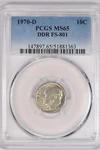 1970 Roosevelt Dime Ddr FS-801 Pcgs MS65 Variety Gem Coin 10C. Fixed Price $54.99.