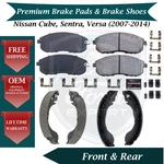New Front Pads & Rear Shoes For 2007-2014 Nissan Sentra / Cube Versa. Fixed Price $138.98.