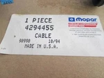 Front Brake Cable Fits 85 Dodge Caravan And Plymouth Voyager Nos Mopar 4294455. Fixed Price $69.95.
