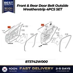 Genuine Front & Rear Door Belt Outside Weatherstrip 4PCS Set For Kia Rio. Fixed Price $99.00.